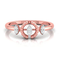gold ring with round shape diamonds on a white background