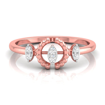 gold ring with round shape diamonds on a white background