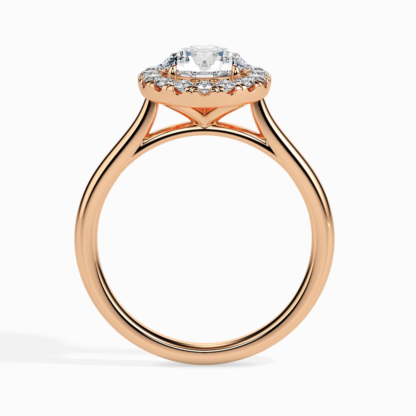 gold ring with a 0.35 ct. solitaire diamond on a white background