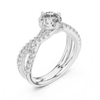 Real diamonds ring with a white gold band on a white background