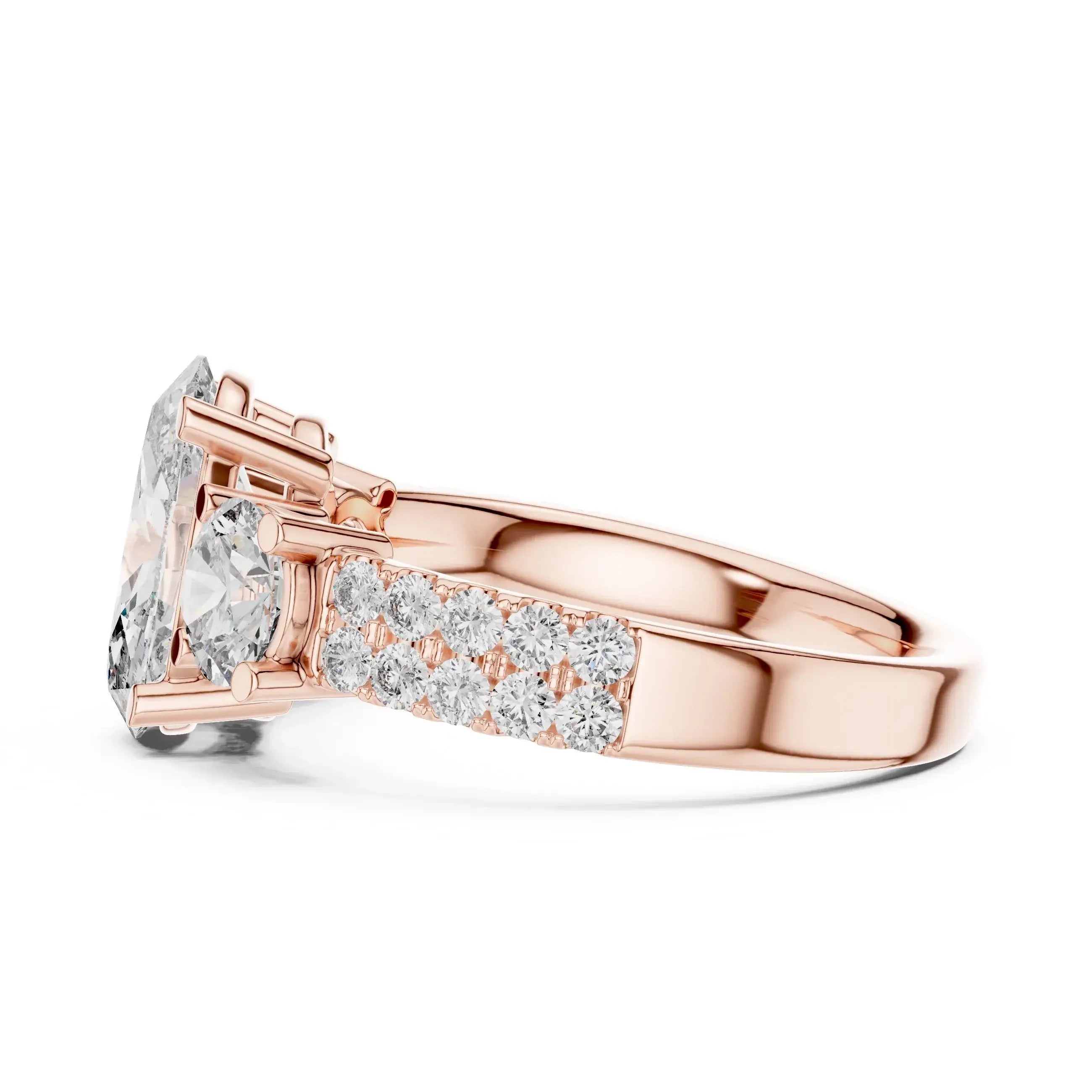 Real diamond ring with a unique design on a white background